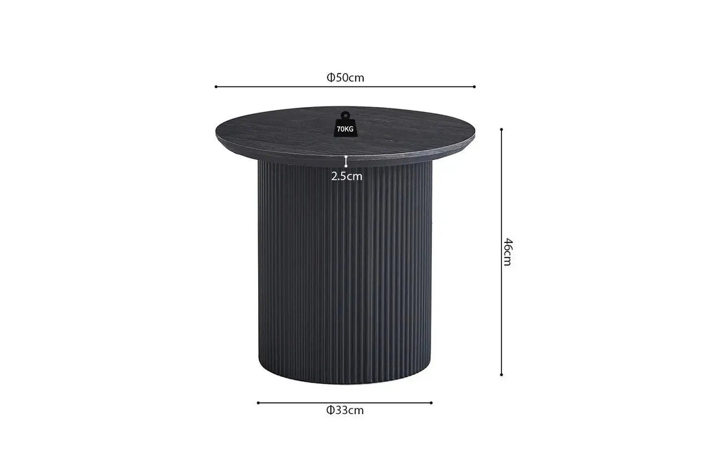 Table basse ronde LYANE effet brun foncé, ambiance salon - TIKAYLA