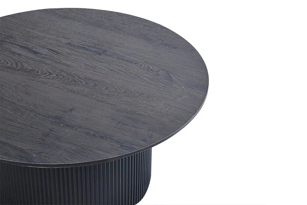 Table basse ronde LYANE effet brun foncé, 80 cm détail - TIKAYLA