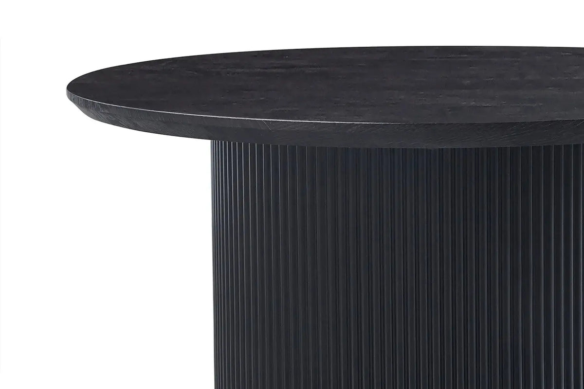 Table basse ronde LYANE effet brun foncé, 80 cm vue de côté - TIKAYLA