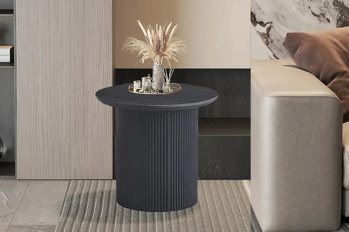 Table basse ronde LYANE effet brun foncé, 50 cm - TIKAYLA