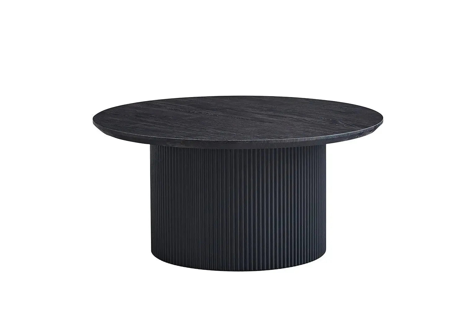 Table basse ronde LYANE effet brun foncé en situation - TIKAYLA