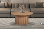Table basse ronde LYANE effet chêne vieilli, 80 cm - TIKAYLA