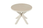 Table basse ronde NOAH Ø 60 cm, plateau pierre frittée beige et piètement métal en croix