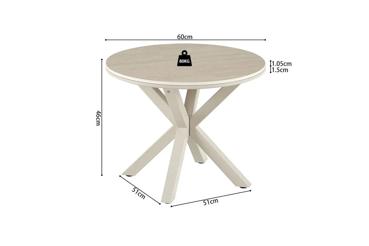 Schéma coté de la table basse ronde NOAH Ø 60 x 46 cm