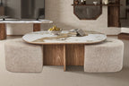 Table basse AVORA 120 cm devant un meuble TV dans un séjour