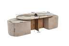 Schéma coté de la table basse AVORA 120 x 60 x 45 cm et de ses poufs