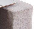Table basse AVORA avec 4 poufs en tissu, plateau pierre brillante - 80 x 80 cm | TIKAYLA