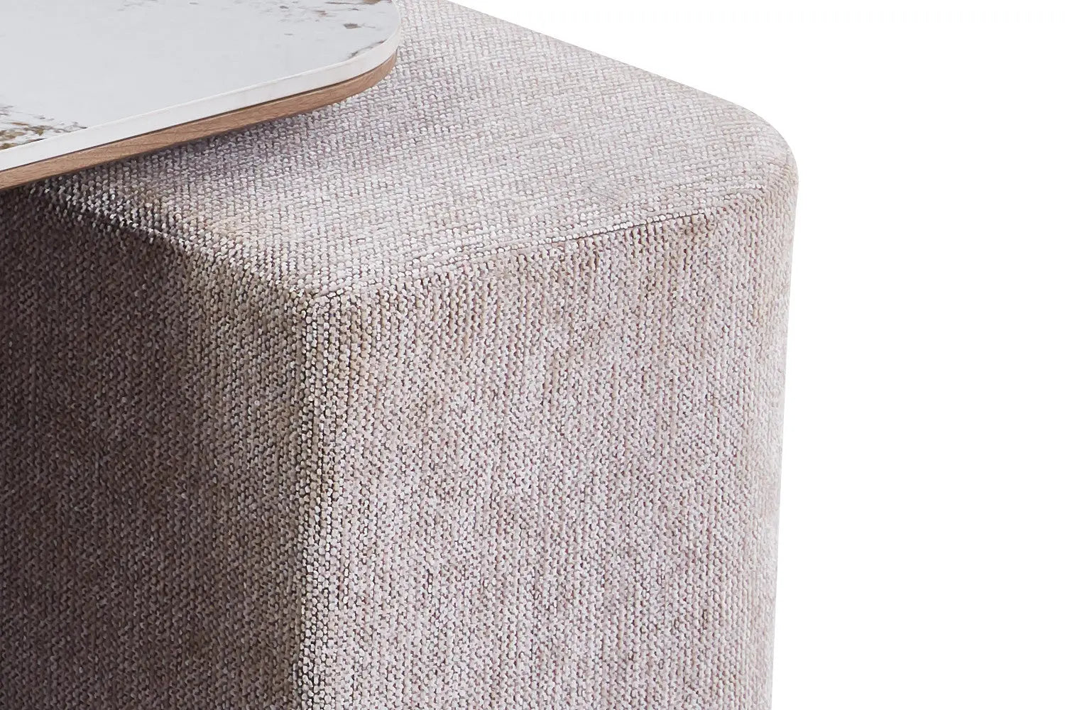 Table Basse avec 4 Poufs en Tissu Pierre Brillante AVORA - 80 x 80 cm TIKOYA