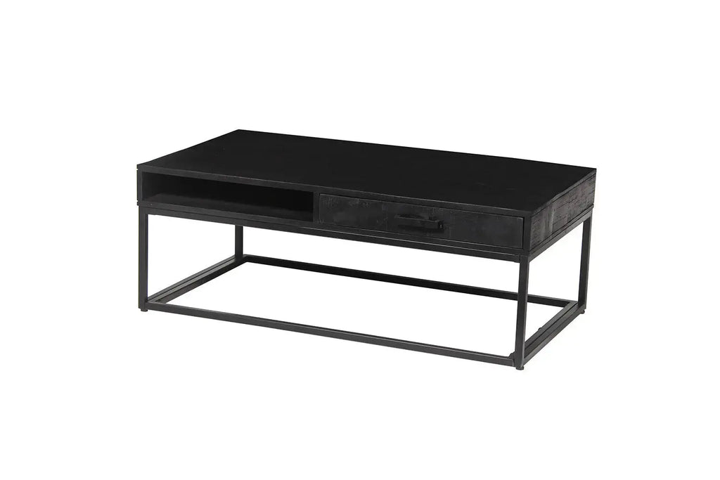 Table basse de salon avec tiroir AYORA noir - 110 cm - ROUSSEAU chez TIKAYLA
