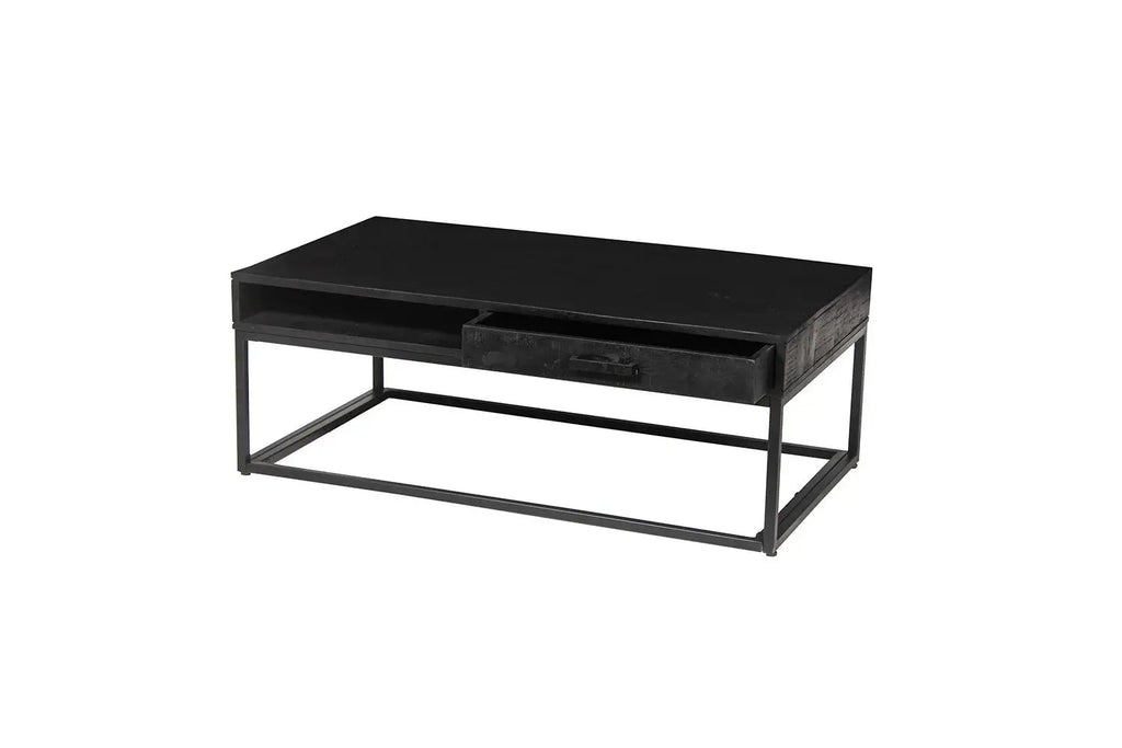 Table basse de salon avec tiroir AYORA noir - 110 cm - ROUSSEAU chez TIKAYLA