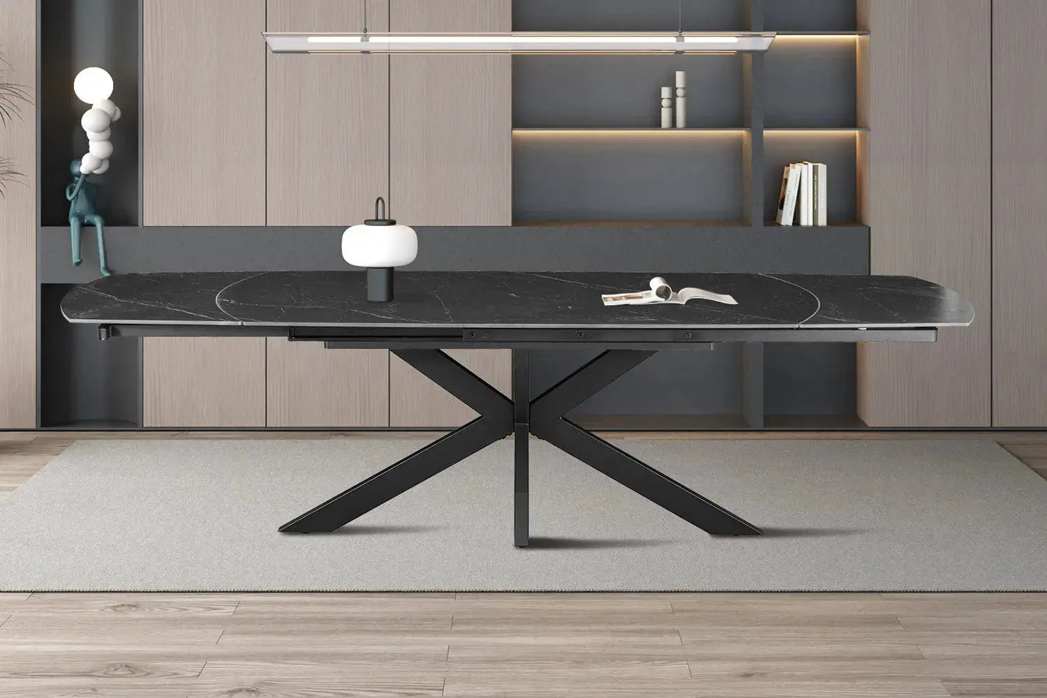 Table extensible ARYA ovale danoise pierre noir - 160 à 240 cm - ROUSSEAU chez TIKAYLA