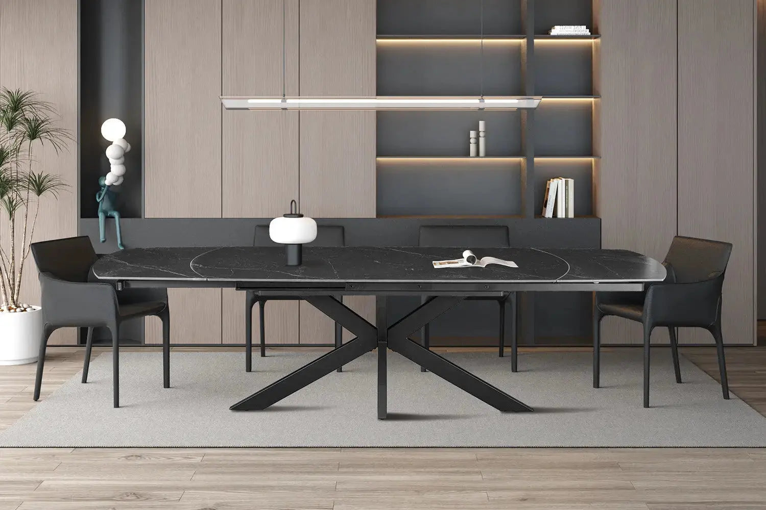 Table extensible ARYA ovale danoise pierre noir - 160 à 240 cm - ROUSSEAU chez TIKAYLA