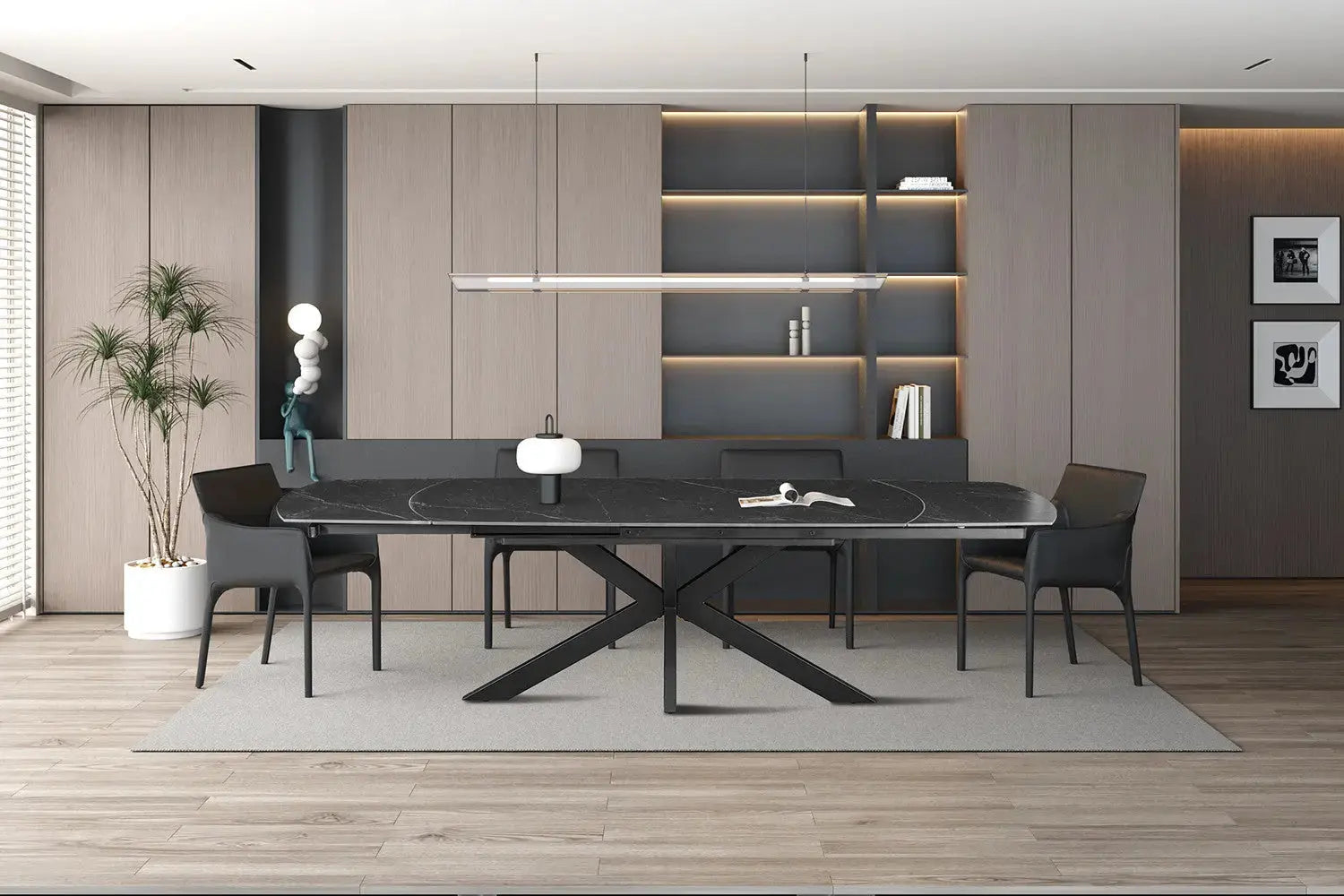 Table extensible ARYA ovale danoise pierre noir - 160 à 240 cm - ROUSSEAU chez TIKAYLA