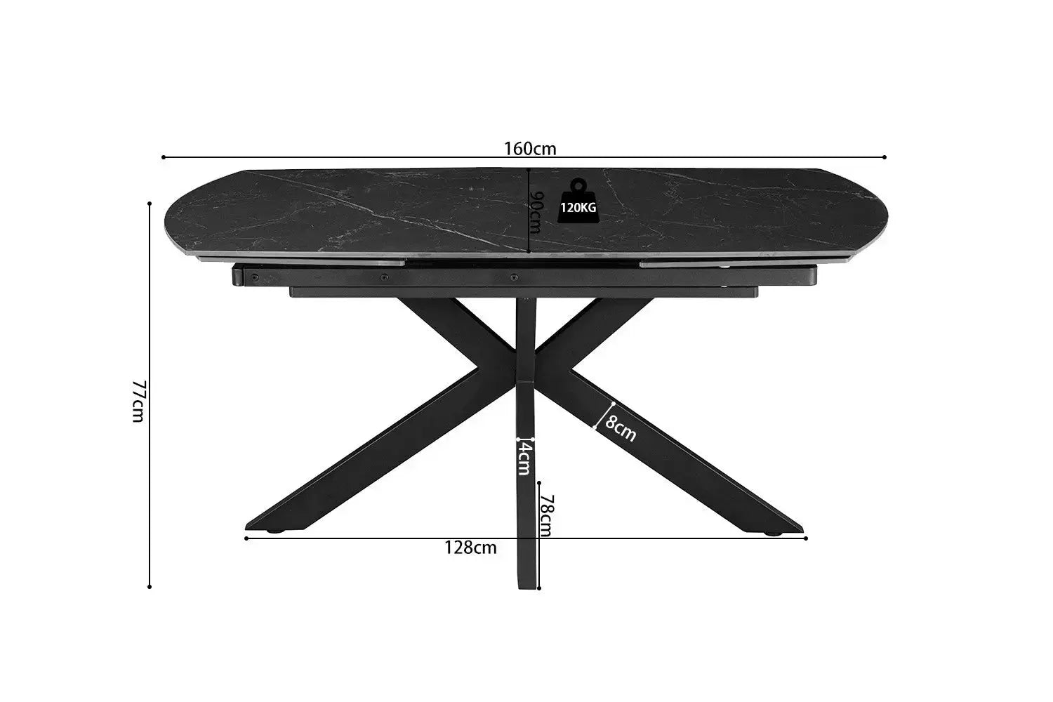 Table extensible ARYA ovale danoise pierre noir - 160 à 240 cm - ROUSSEAU chez TIKAYLA