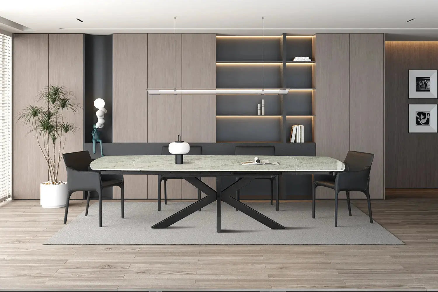 Table extensible ARYA ovale danoise pierre beige brillant - 160 à 240 cm - ROUSSEAU chez TIKAYLA