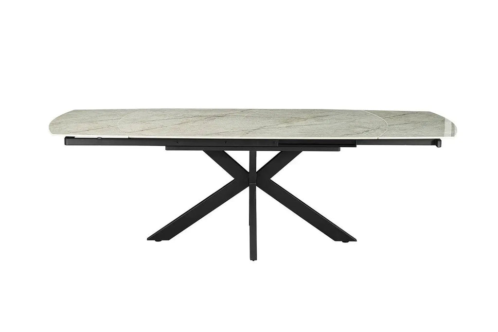 Table extensible ARYA ovale danoise pierre beige brillant - 160 à 240 cm - ROUSSEAU chez TIKAYLA