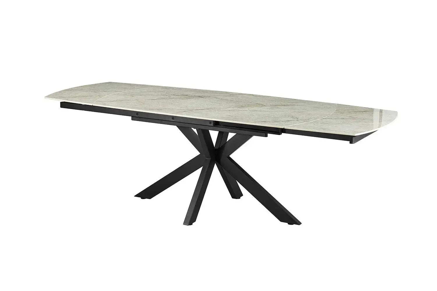 Table extensible ARYA ovale danoise pierre beige brillant - 160 à 240 cm - ROUSSEAU chez TIKAYLA