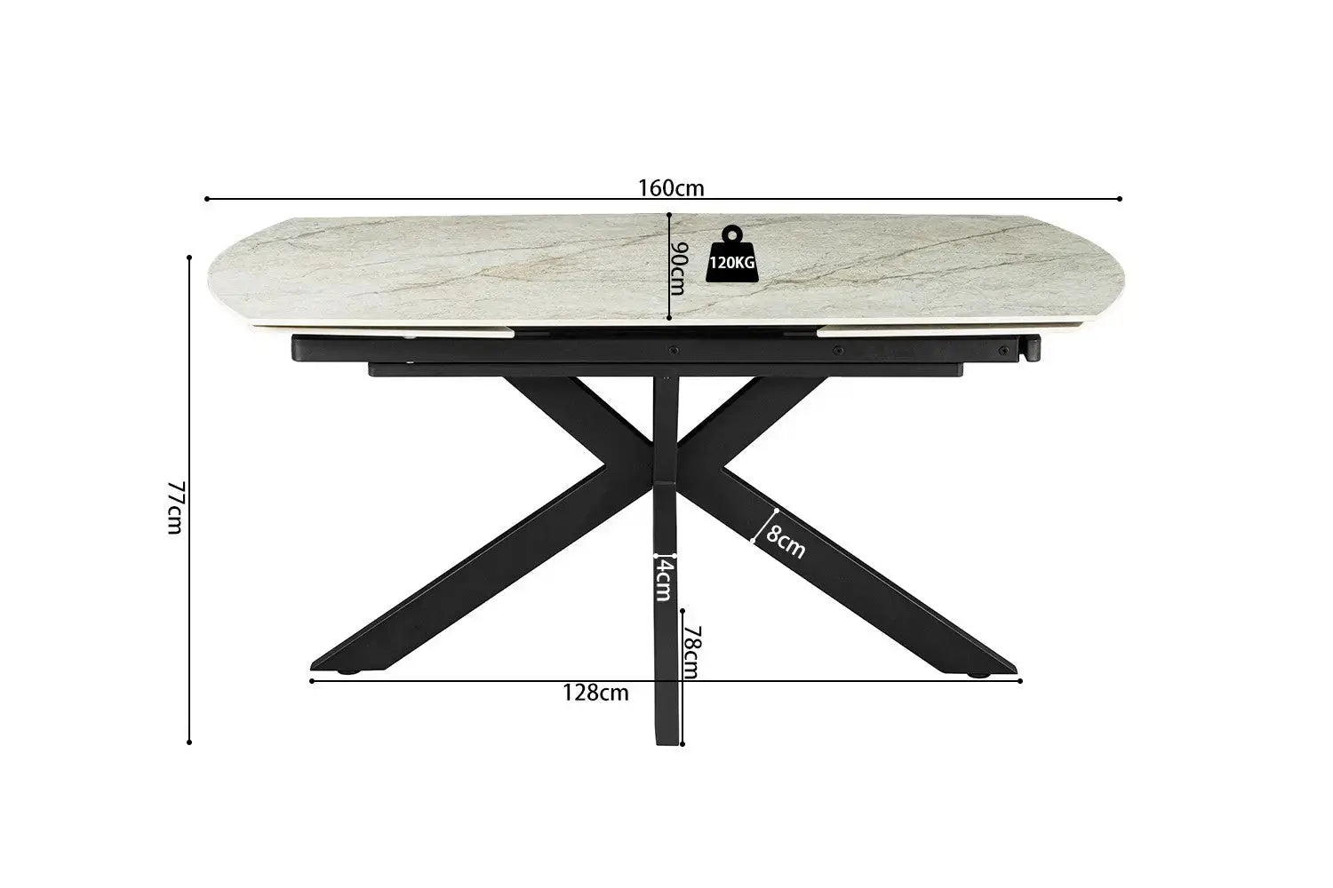 Table extensible ARYA ovale danoise pierre beige brillant - 160 à 240 cm - ROUSSEAU chez TIKAYLA