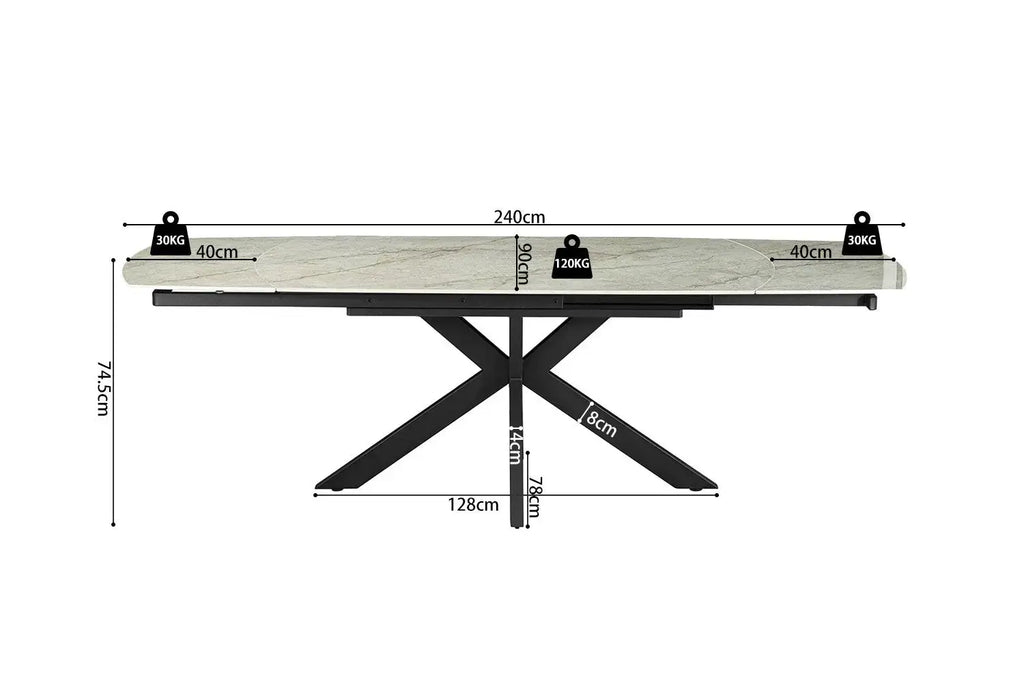 Table extensible ARYA ovale danoise pierre beige brillant - 160 à 240 cm - ROUSSEAU chez TIKAYLA