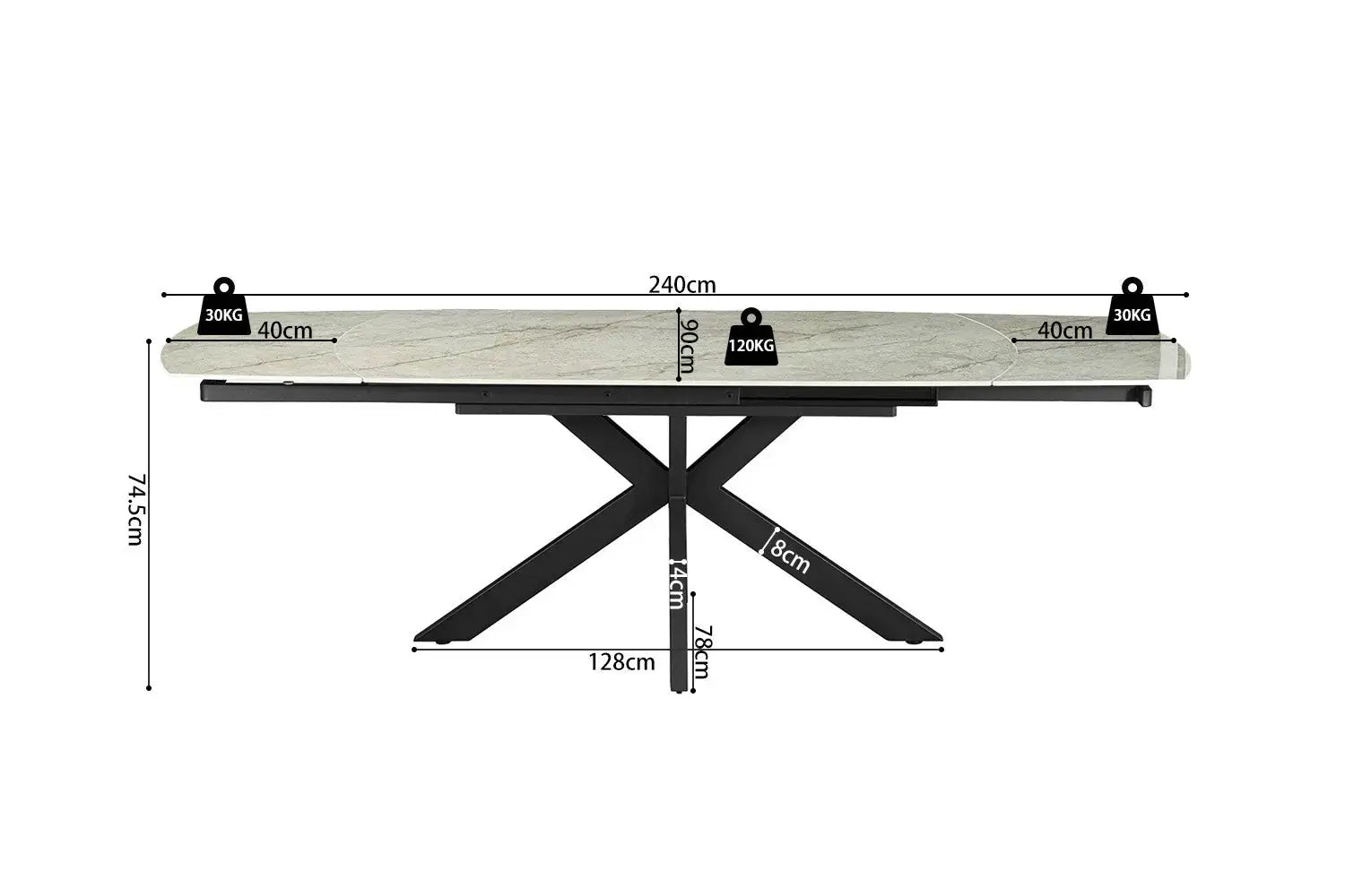 Table extensible ARYA ovale danoise pierre beige brillant - 160 à 240 cm - ROUSSEAU chez TIKAYLA