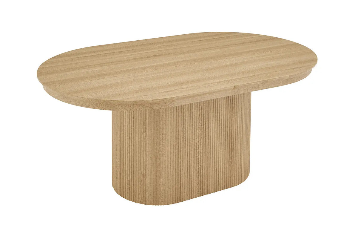 Table extensible ovale LYANE décor chêne naturel fermée à 180 cm