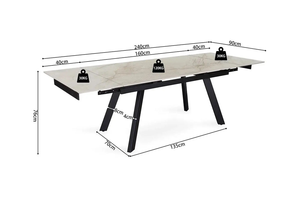 Table extensible rectangulaire en pierre HIRA Shakespear Beige - 160 à 240 cm - ROUSSEAU chez TIKAYLA