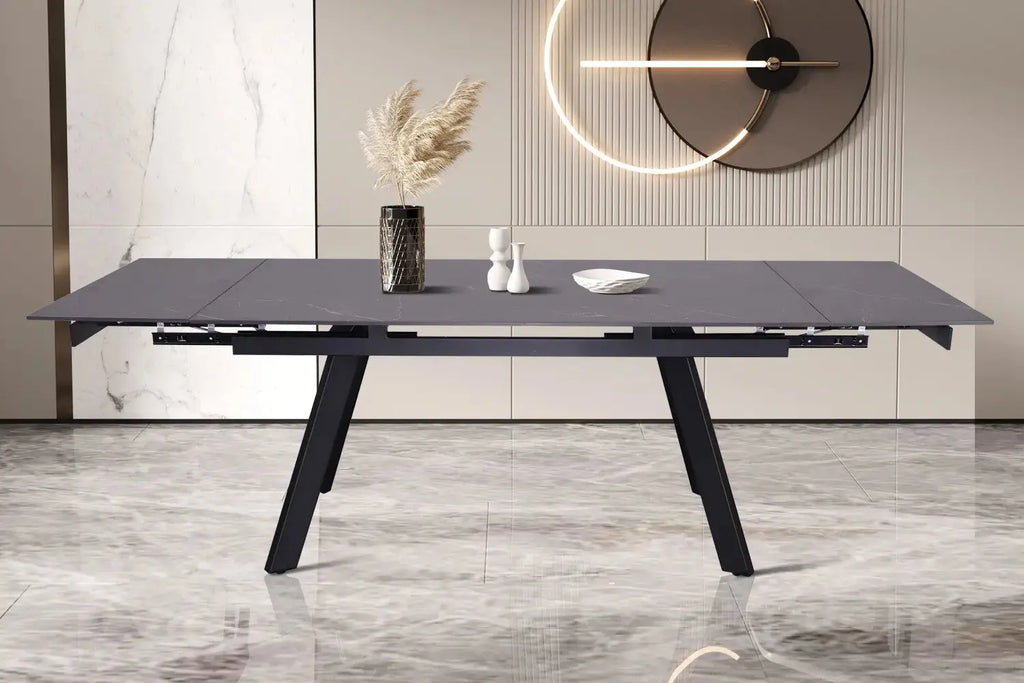Table extensible rectangulaire en pierre HIRA Noir - 160 à 240 cm - ROUSSEAU chez TIKAYLA