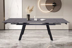 Table extensible rectangulaire en pierre HIRA Noir - 160 à 240 cm - ROUSSEAU chez TIKAYLA