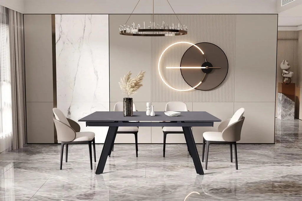 Table extensible rectangulaire en pierre HIRA Noir - 160 à 240 cm - ROUSSEAU chez TIKAYLA