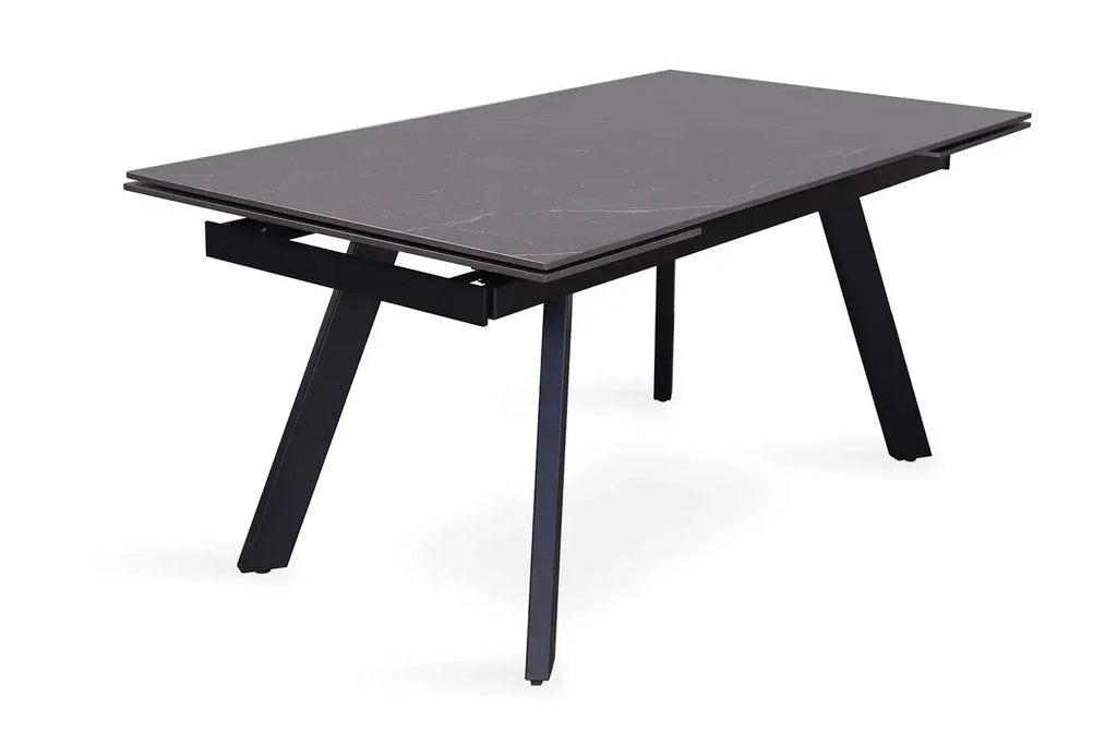 Table extensible rectangulaire en pierre HIRA Noir - 160 à 240 cm - ROUSSEAU chez TIKAYLA