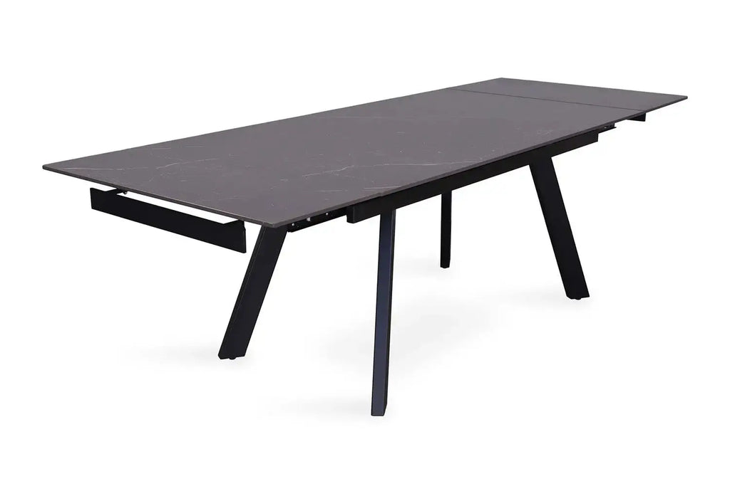 Table extensible rectangulaire en pierre HIRA Noir - 160 à 240 cm - ROUSSEAU chez TIKAYLA