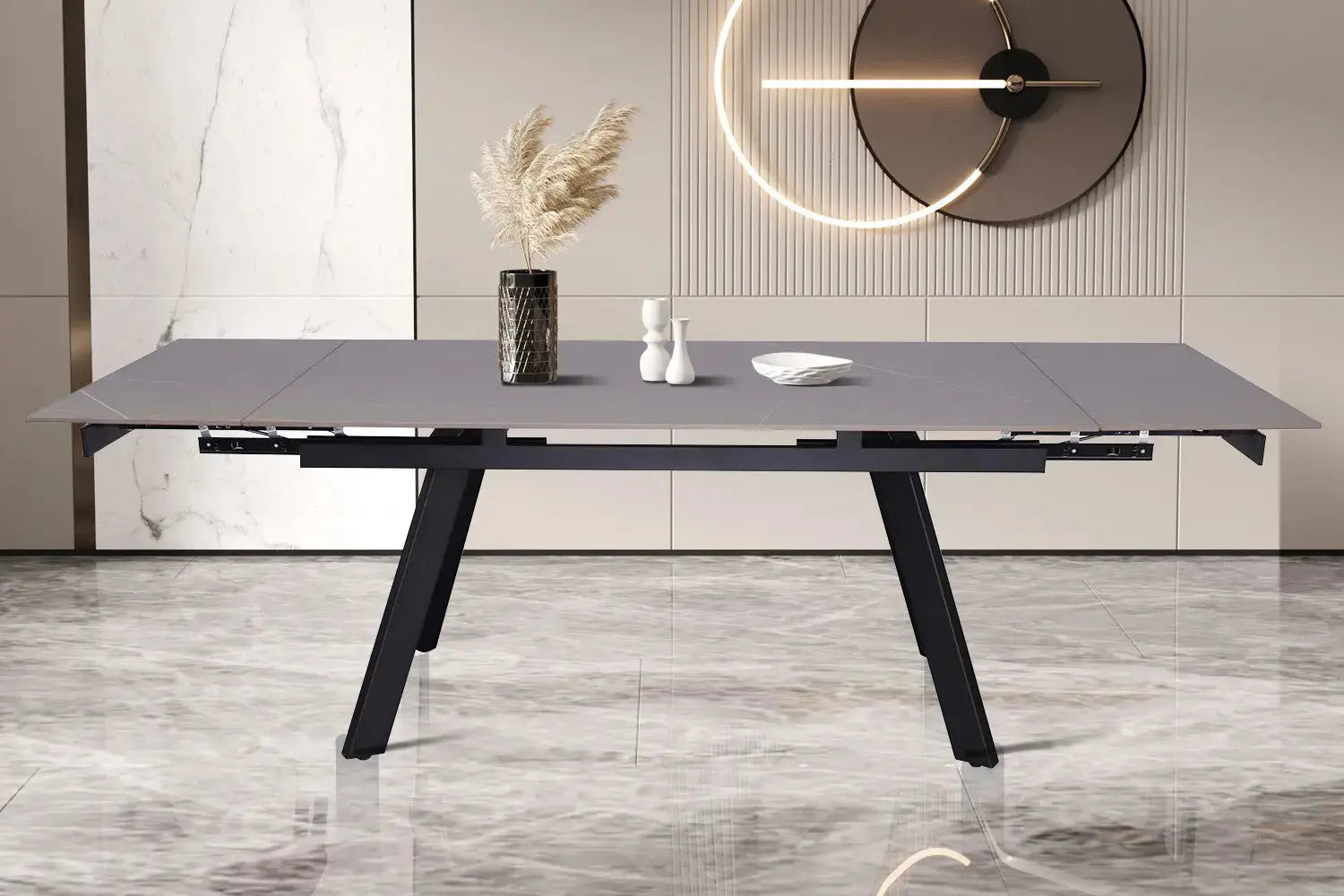 Table extensible rectangulaire en pierre HIRA Gris - 160 à 240 cm - ROUSSEAU chez TIKAYLA