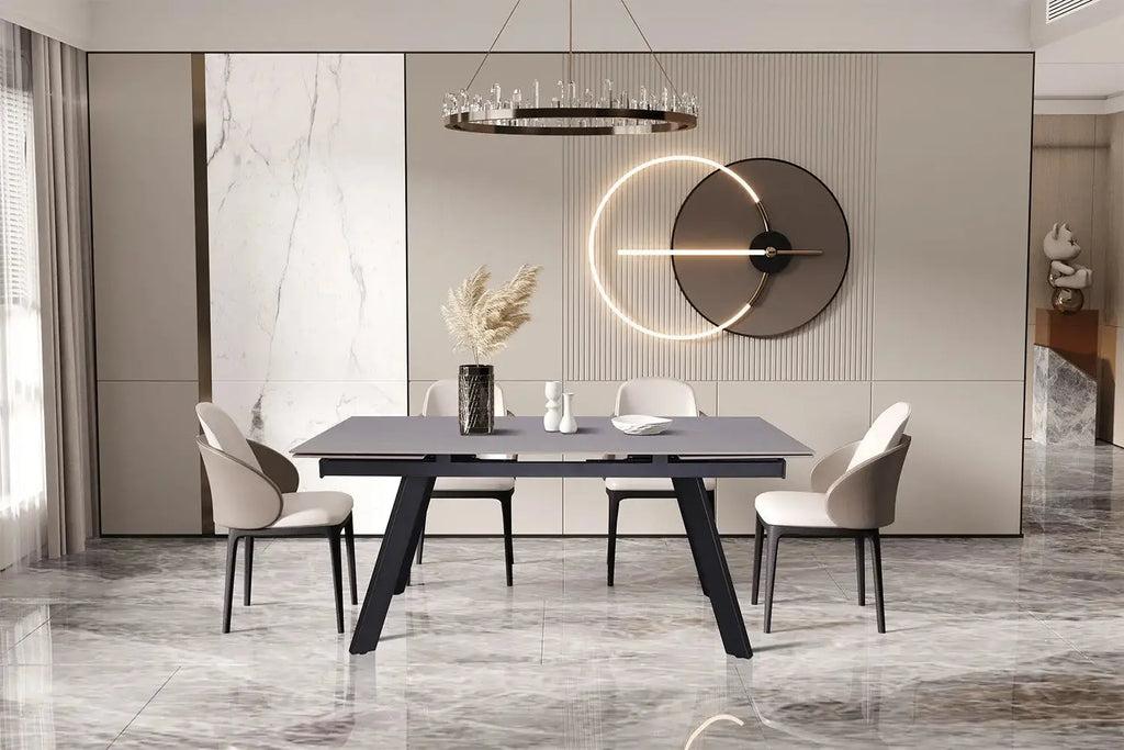 Table extensible rectangulaire en pierre HIRA Gris - 160 à 240 cm - ROUSSEAU chez TIKAYLA