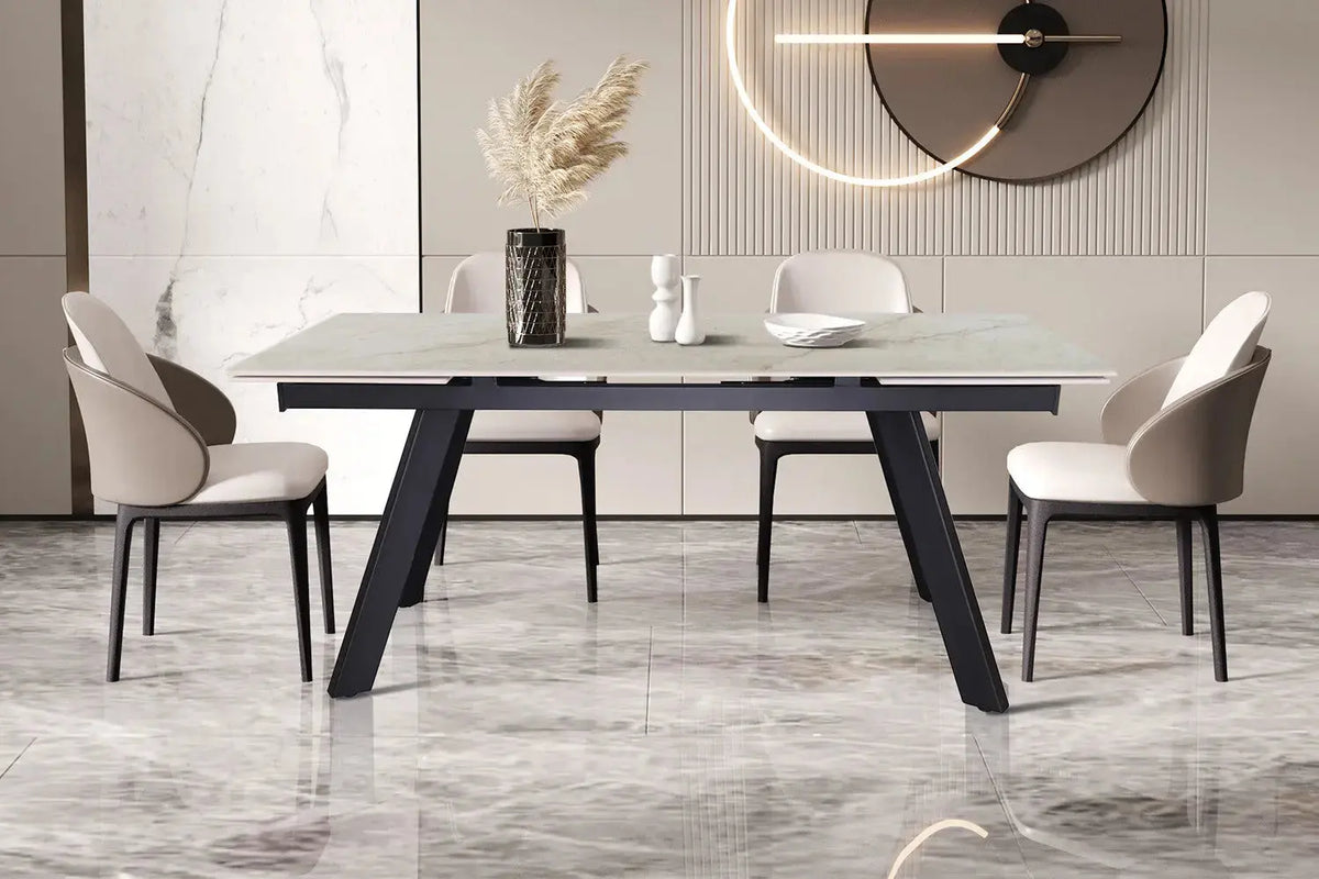 Table extensible rectangulaire en pierre HIRA Shakespear Beige - 160 à 240 cm - ROUSSEAU chez TIKAYLA
