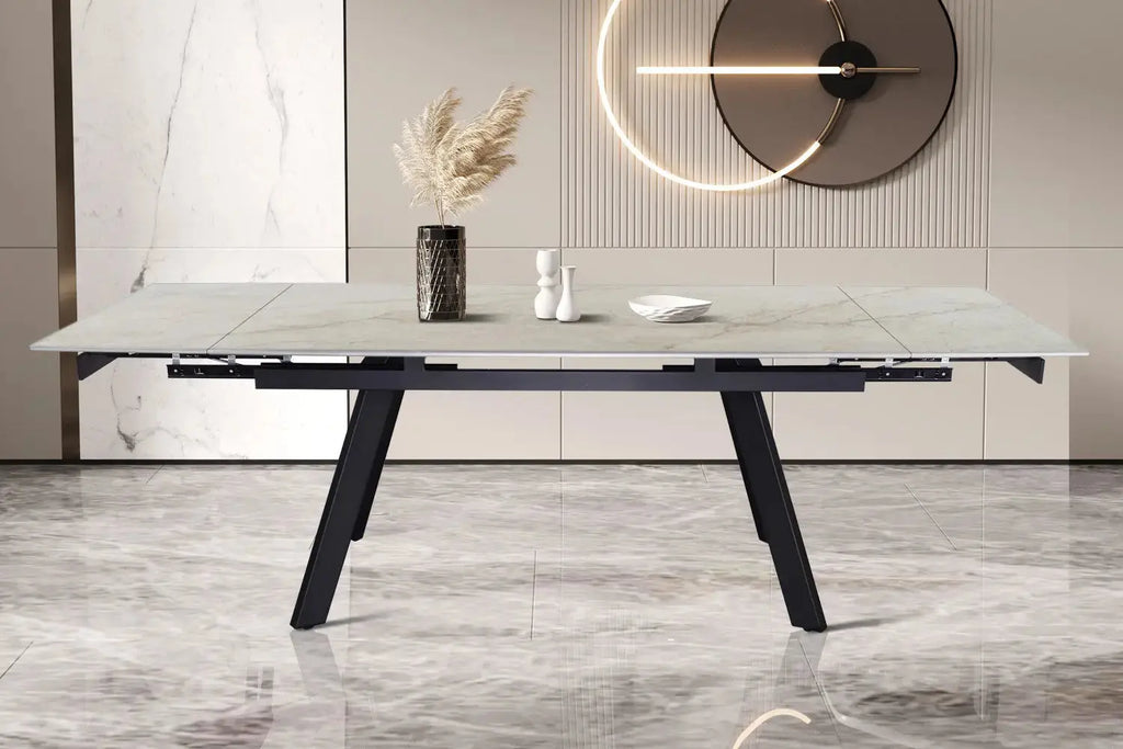 Table extensible rectangulaire en pierre HIRA Shakespear Beige - 160 à 240 cm - ROUSSEAU chez TIKAYLA