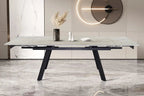 Table extensible rectangulaire en pierre HIRA Shakespear Beige - 160 à 240 cm - ROUSSEAU chez TIKAYLA