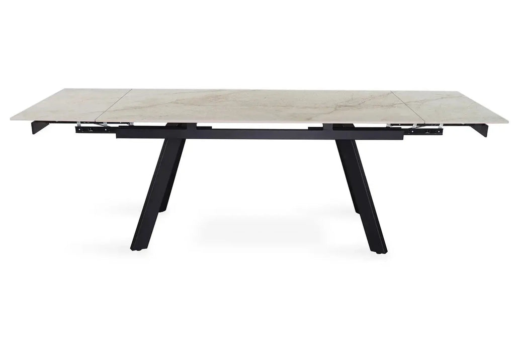 Table extensible rectangulaire en pierre HIRA Shakespear Beige - 160 à 240 cm - ROUSSEAU chez TIKAYLA