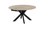Table extensible ronde ATHENYA en pierre Shakespear Beige, ouverte en rond de 140 cm
