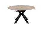 Table extensible ronde ATHENYA en pierre Shakespear Beige, ouverte — autre angle