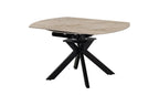 Table extensible ronde ATHENYA en pierre Shakespear Beige, fermée en 140 x 90 cm