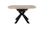 Table extensible ronde ATHENYA en pierre Shakespear Beige, fermée — autre angle