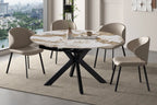 Table extensible ronde ATHENYA en pierre Pandora Brun doré — en situation