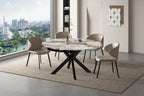 Table extensible ronde ATHENYA en pierre Pandora Brun doré — en situation