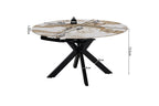 Table ATHENYA Pandora Brun doré — schéma coté ouverte : rond de 140 cm, hauteur 73,5 cm
