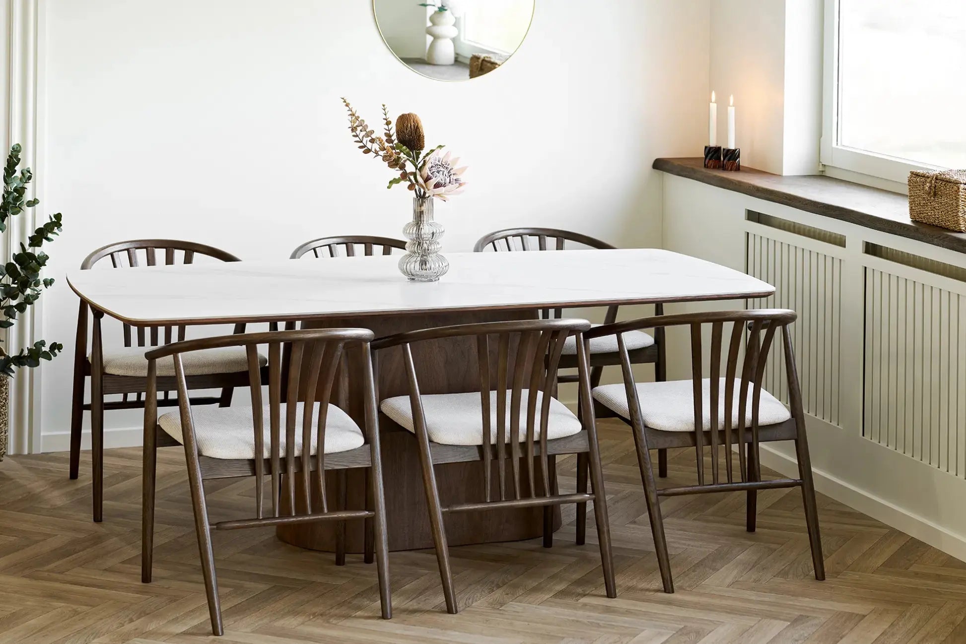 Table Rectangulaire de Salle à Manger Plateau Blanc en Céramique NOLI - 90x200 cm HOUSE NORDIC