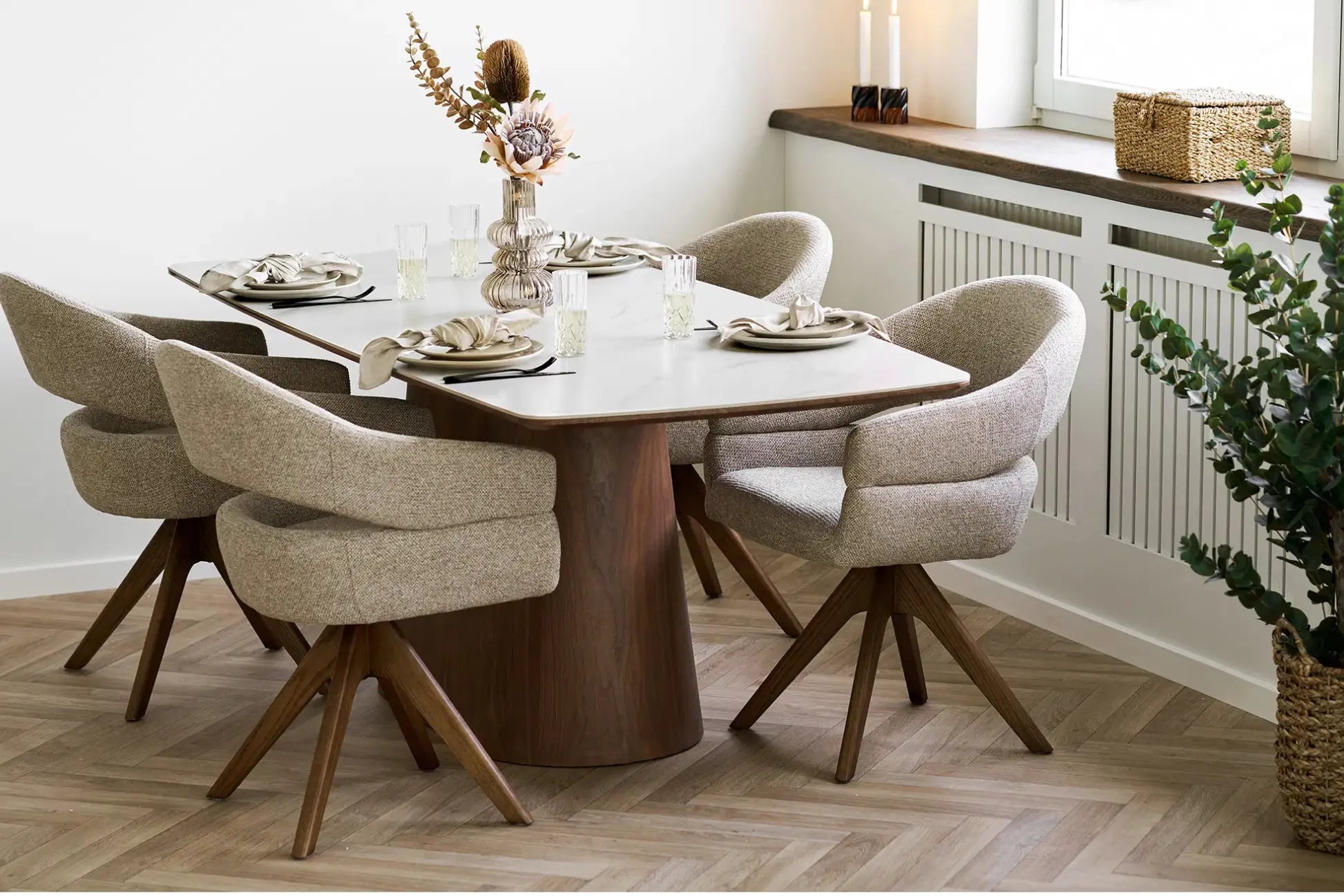 Table Rectangulaire de Salle à Manger Plateau Blanc en Céramique NOLI - 90x200 cm HOUSE NORDIC