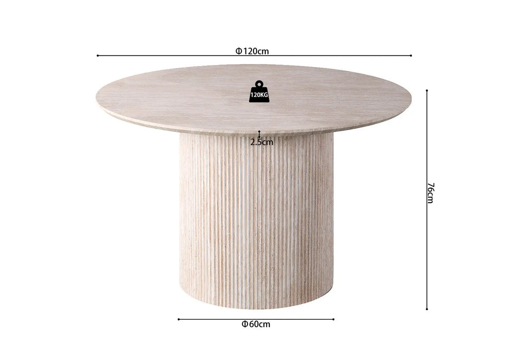 Table Ronde LYANE Effet Travertin Beige - 120 cm ROUSSEAU