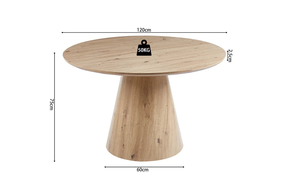 Table Ronde TIGA en Effet Chêne vieilli 120 cm ROUSSEAU