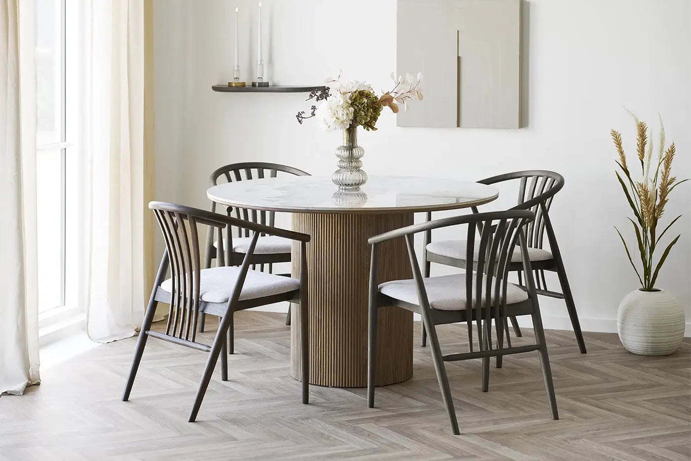 Table Ronde plateau en Céramique ATHENS pour salle à manger - 140x140 cm HOUSE NORDIC