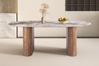Table a manger AVORA 210 cm plateau pierre brillante beige